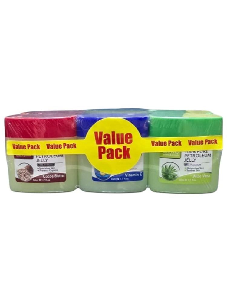 Cosmo Petroleum Jelly Value Pack - Cocoa Butter, Vitamin E, Aloe Vera