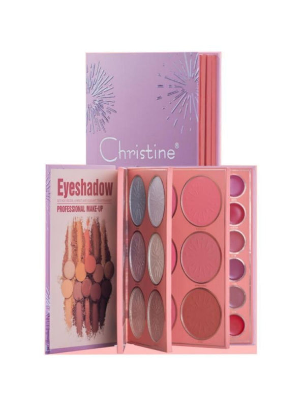 Christine 4-in-1 Palette Notebook Eyeshadow Blush Lipstick Highlighter
