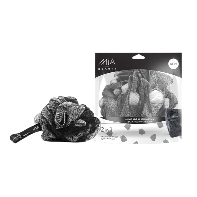 Mia Beauty Charcoal Bath Loofah with Deep Cleansing Soap Bar