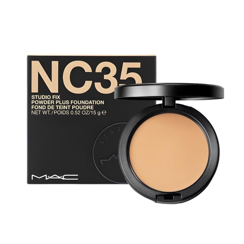 MAC Studio Fix Powder Foundation, Matte Finish, Full Coverage, NC35, 15g