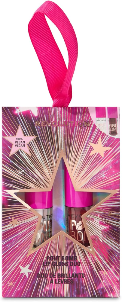 Revolution Lip Gloss Set Pout Bomb 2 Piece Collection High Shine 10ml