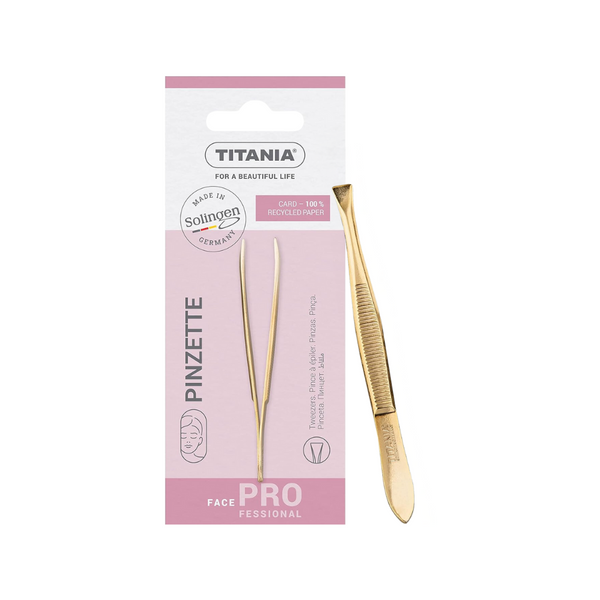 Titania Eyebrow Tweezers 1060GGA Gold-Plated Stainless Steel