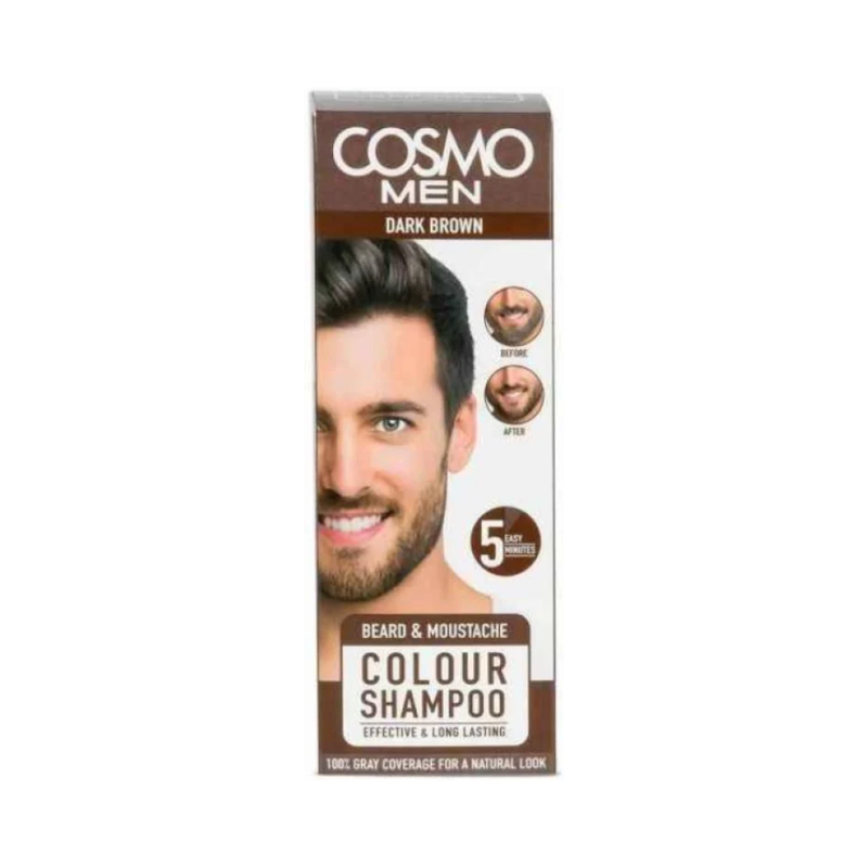 Beard Dye Shampoo Dark Brown Natural Color Cleansing Cosmo 180ml