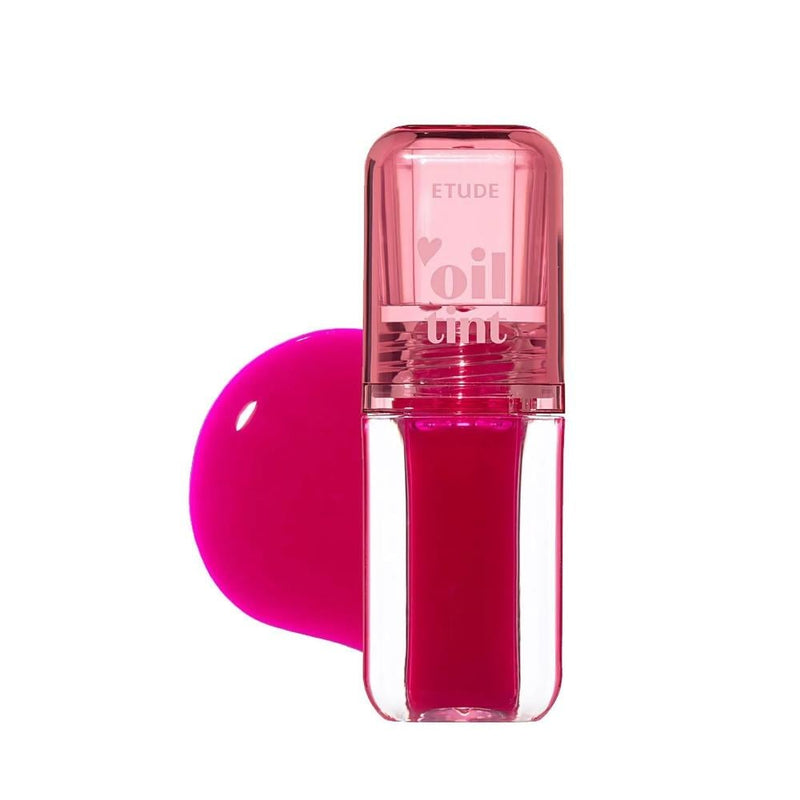 Etude House Dear Darling Lip Tint in 03 Neon Pink, Oil-Based Glossy Finish