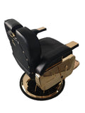 Salon System Audi Plus Edition Men's Barber Chair - Black Leather, Gold Iron