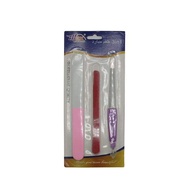 3-Piece Nail File and Cuticle Remover Set, V-Shaped Tool