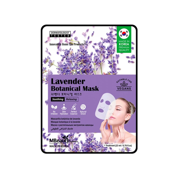 M Beauty Lavender Botanical Face Mask for Soothing and Hydration, Vegan, 23ml