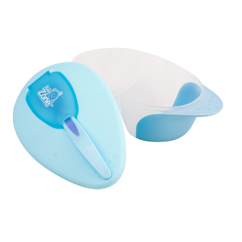 Baby Zone Feeding Bowl with Lid, Spoon, and Spoon Holder
