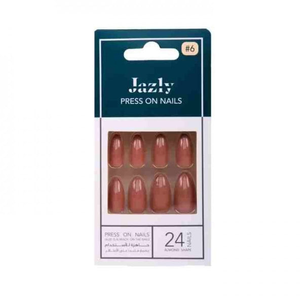Jazly Adhesive Nails Pink Nude Almond Shape 24 Pieces No. 6