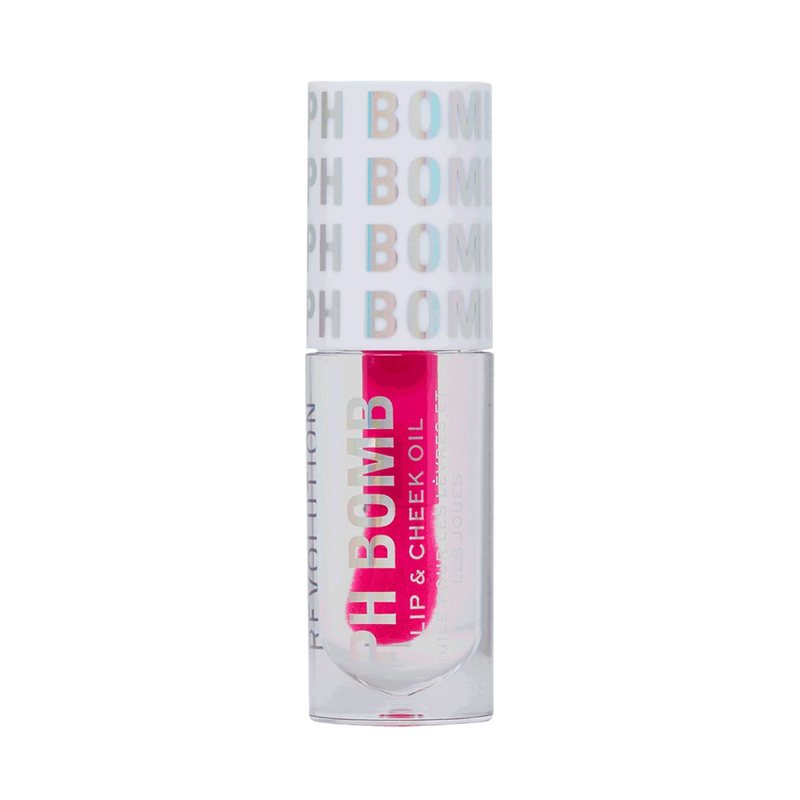 Revolution pH Bomb Lip and Cheek Oil, Peptide Infused, Cherry Scent