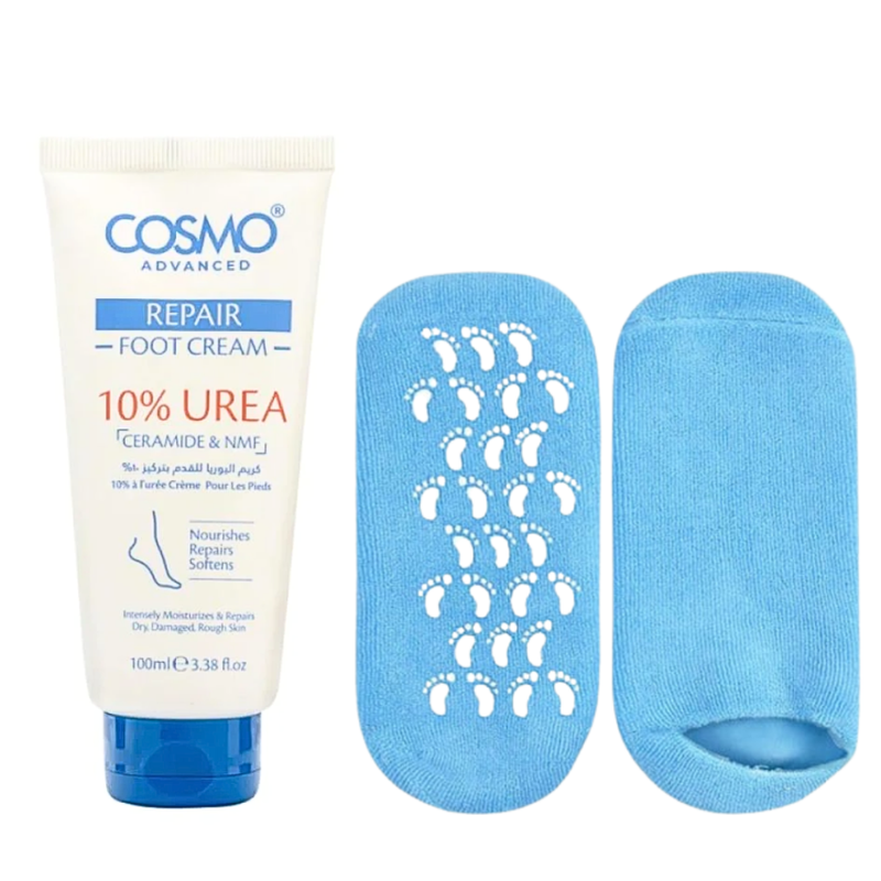 Cosmo Cream 10% Urea Foot Cream with Moisturizing Gel Socks