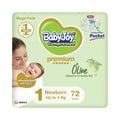 BabyJoy Olive Diapers with Olive Oil Moisturizer Size 1 0-4kg 72 Pieces