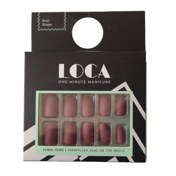 Press On Nails Matte Mauve Oval Shape Long Lasting Adhesive LOCA 24 Pieces