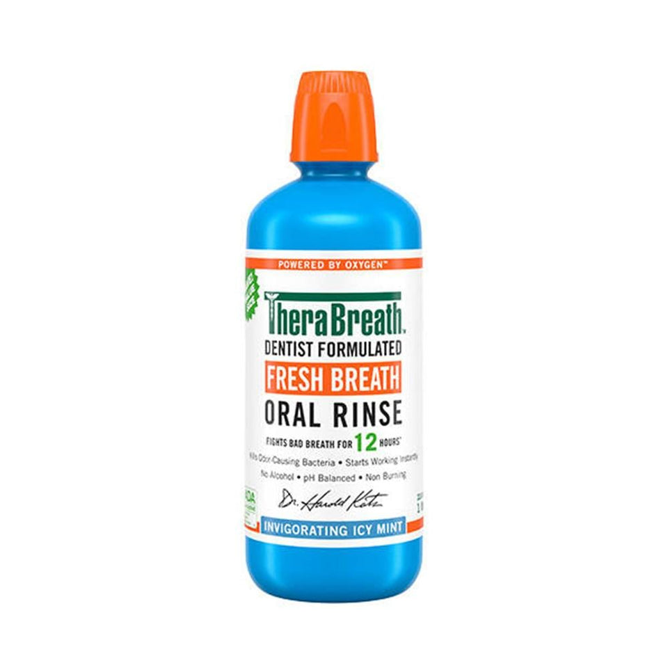 TheraBreath Fresh Breath Oral Rinse Icy Mint Alcohol-Free 473ml