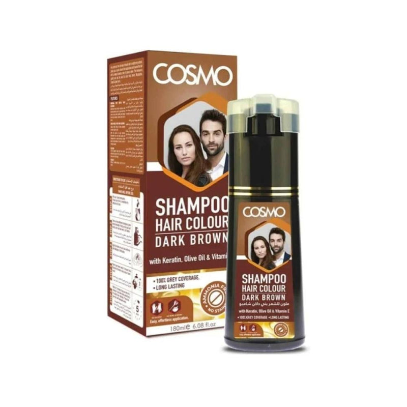 Cosmo Dark Brown Hair Dye Shampoo, Gray Coverage, 180ml