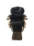 Salon System Audi Plus Edition Men's Barber Chair - Black Leather, Gold Iron