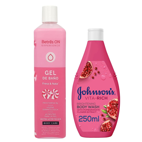 Beatrice & Johnson's Strawberry & Pomegranate Shower Gel Set - 750ml + 250ml