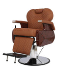 Salon System Audi Barber Chair - Brown Wood, Camel Stripe