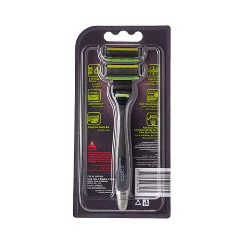 Best Razor for Men's Shaving 6-Blade Smooth Dorco Base 6 Pro 2 Blades