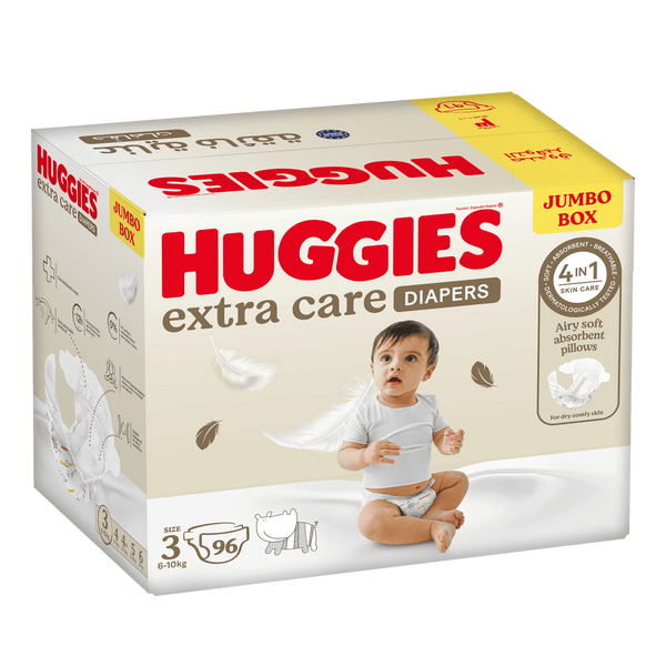 Baby Diapers Size 3 Extra Care Jumbo Box Protection Huggies 96 Pieces