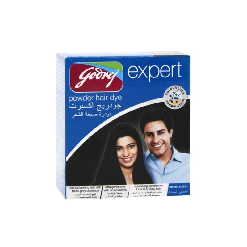 Godrej Expert Powder Hair Dye, Natural Black, 10g