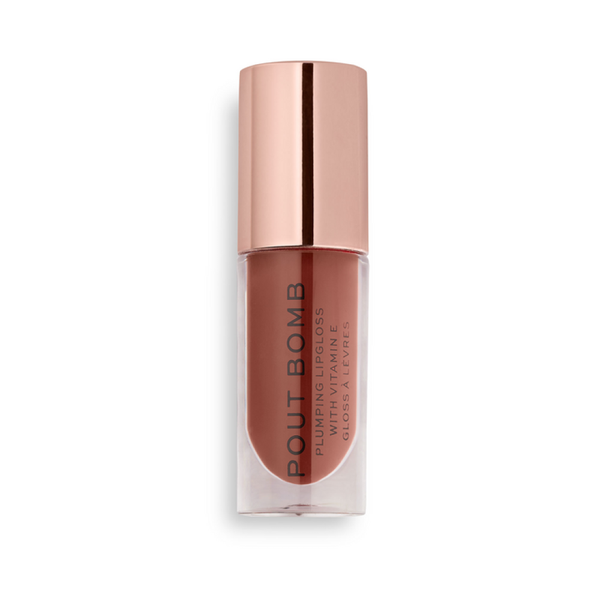 Lip Plumping Lip Gloss Pout Bomb Cookie Deep Nude Hydrating Formula Revolution