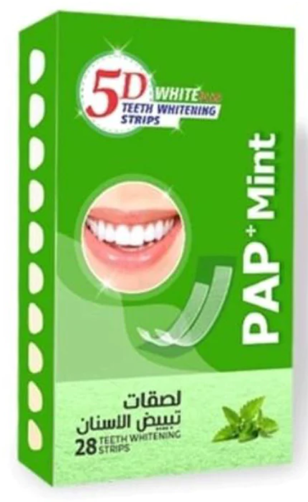 Teeth Whitening Strips PAP+ Mint Flavour Enamel Safe 5D WHITE 28 Pieces