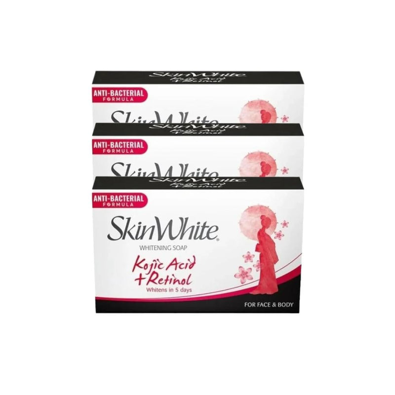 Skin White Kojic Acid & Retinol Brightening Soap, 3 x 90g Bars