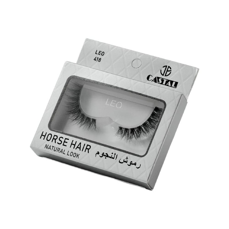 Castal LEO 418 Natural Hair False Eyelashes, Reusable Transparent Band