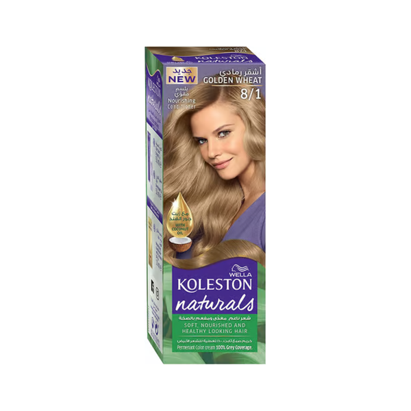 Wella Koleston Permanent Hair Dye in Ash Blonde 8/1 for Gray Coverage and Shine, 110ml