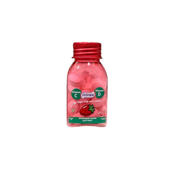 Sugar Free Vitamin Candy Vitamin C & D Strawberry Dosfarm 32pcs