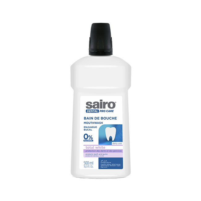 Total White Mouthwash Alcohol-Free Stain Reducing Sairo 500ml