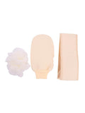 Spa System 3-Piece Bath Loofah Set - Includes Mitt, Puff & Strip