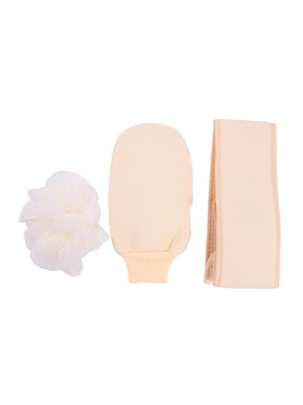 Spa System 3-Piece Bath Loofah Set - Includes Mitt, Puff & Strip