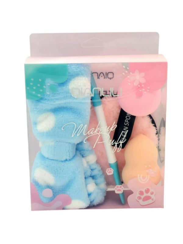 Makeup Sponge Pack 4-Piece Set with Hair Tie Beauty System