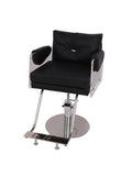 Salon System B6028 Black Padded Women's Barber Chair with Hydraulic Lift