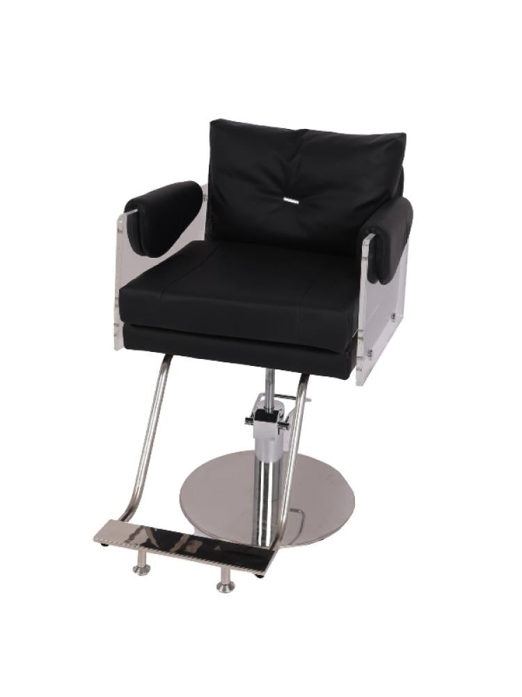Salon System B6028 Black Padded Women's Barber Chair with Hydraulic Lift
