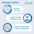 Sanita Bambi Baby Diapers, Size 6 Large, 16+ kg, 52 Count