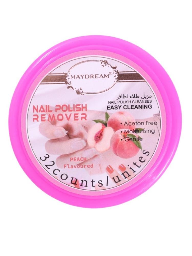 May Dream Nail Polish Remover Wipes Acetone-Free Lemon Scented 32 Pieces