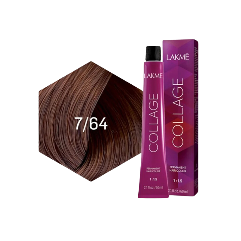 Lakme Permanent Hair Color, Copper Brown Blonde 7.64, 60ml