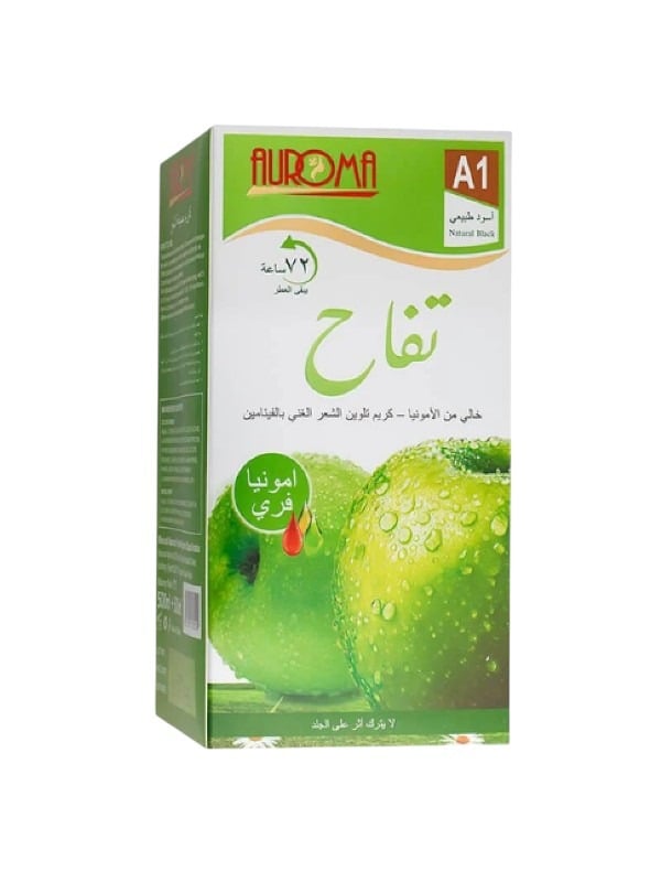 Auroma Ammonia-Free Apple Hair Color Cream - A1 Natural Black 500ml