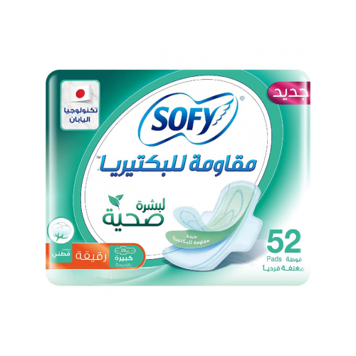 Sofy Antibacterial Thin Large Sanitary Pads with Wings, 52 Count