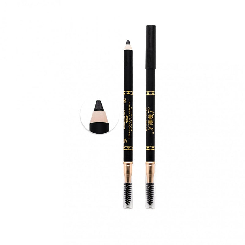 Look 470 Waterproof Eyebrow Pencil Black Ultra-Fine Tip with Spoolie