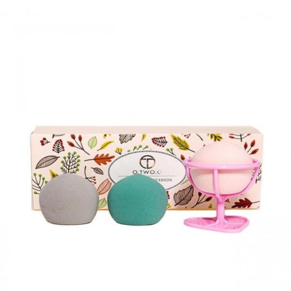 Makeup Sponge Pack 3-Piece Curved Design for Precise Application O.Two.o