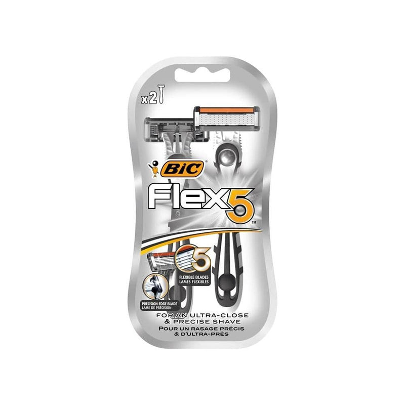 Single Blade Razor for Men Flex5 Extra-Edge BIC 2-Pack