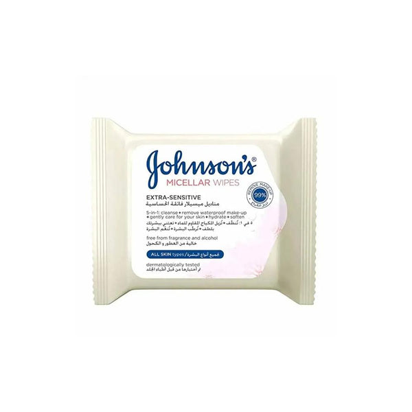 Makeup Remover Wipes for Sensitive Skin Micellar Johnson's 25 Wipes