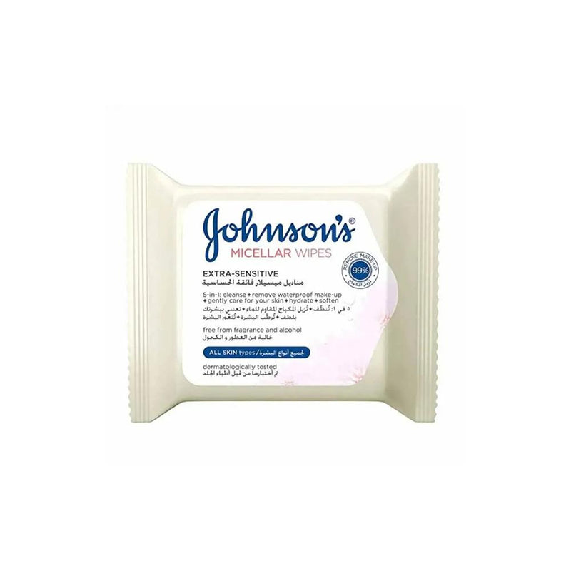 Makeup Remover Wipes for Sensitive Skin Micellar Johnson's 25 Wipes