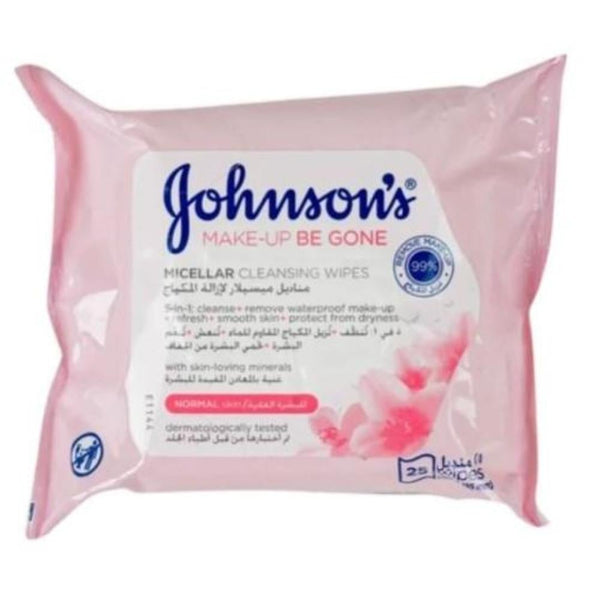 Micellar Water Cleansing Wipes Makeup Removal Johnson's 25 Wipes
