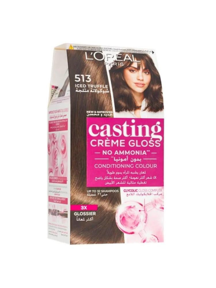 L'Oreal Hair Color Casting Creme Gloss Iced Chocolate 513 Ammonia-Free 1 Pack