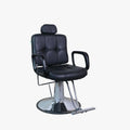 Salon System Hydraulic Barber Chair - Black Synthetic Leather, Square Handle